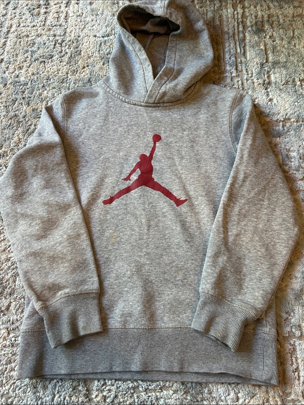 Gray Hoodie Sweatshirt with Red Logo